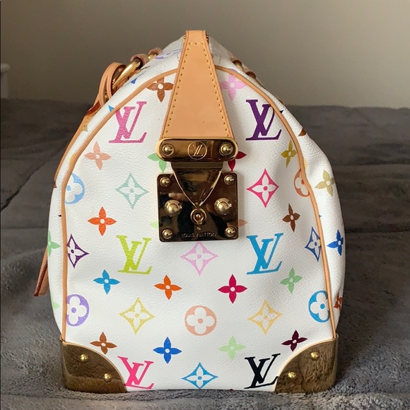 Louis Vuitton White Multicolor Monogram Speedy - Picture 4 of 6